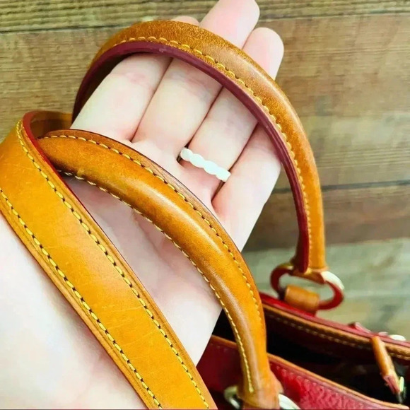 Dooney & Bourke Pebbled Grain Leather Front Pocket Crossbody/Satchel in Burgundy - Picture 9 of 16